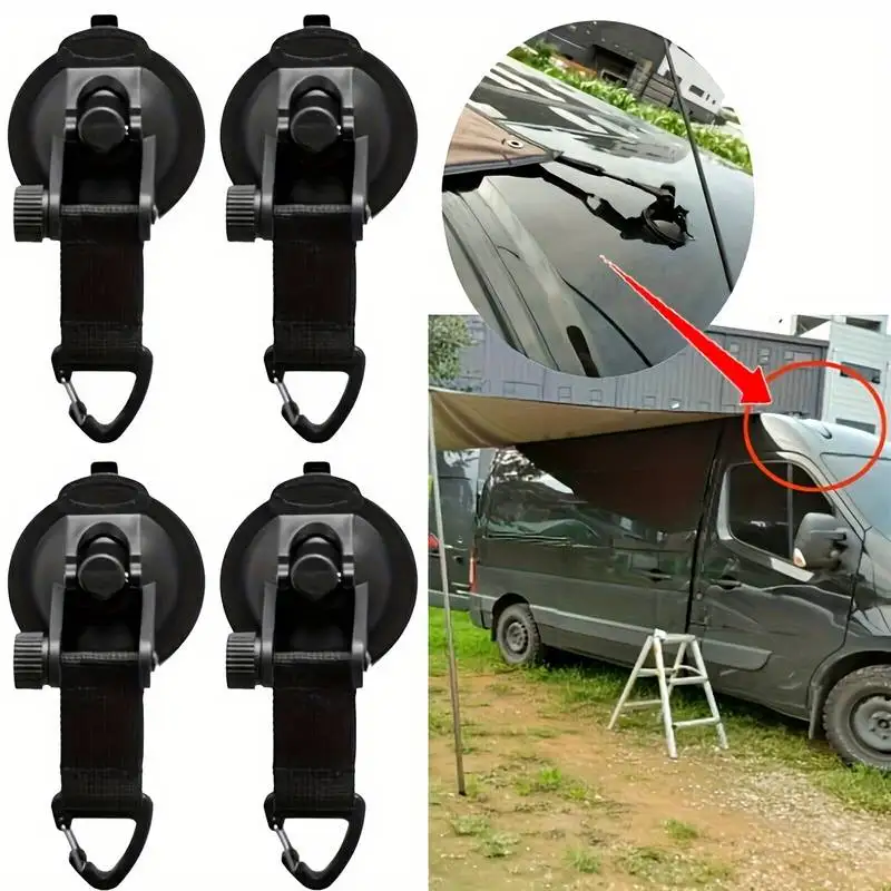 Outdoor Camping Tarp - 4Pcs Suction Cup Anchor Securing Hook