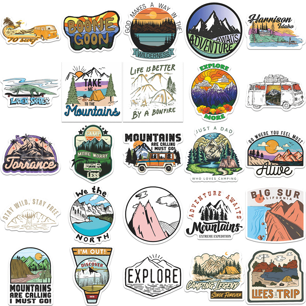 Outdoor Camping Anime - 10/30/50/100pcs Outdoor Travel Adventure Camping Stickers