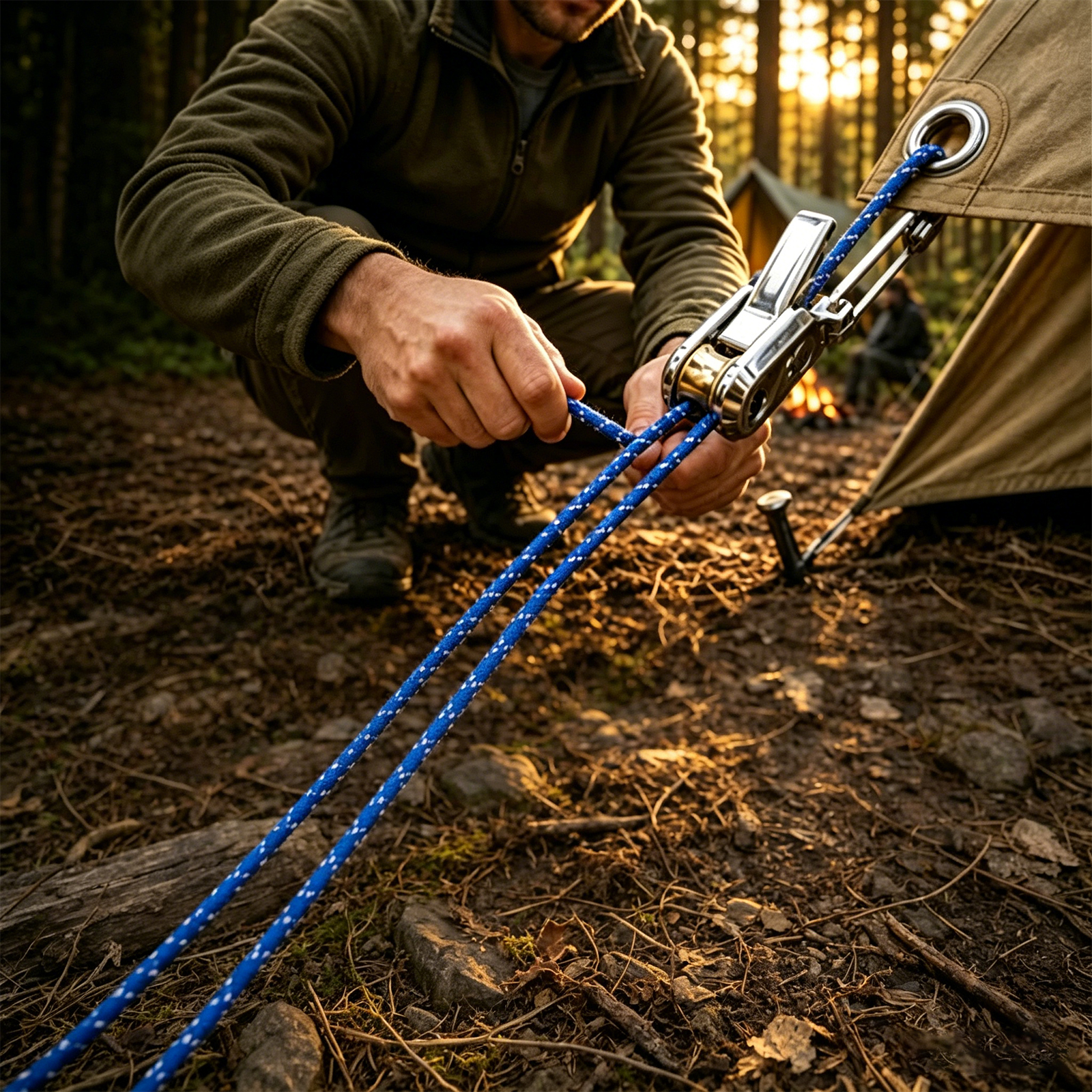 Outdoor Camping Tarp - 6pcs Paracord Tensioner with 2 Reflective