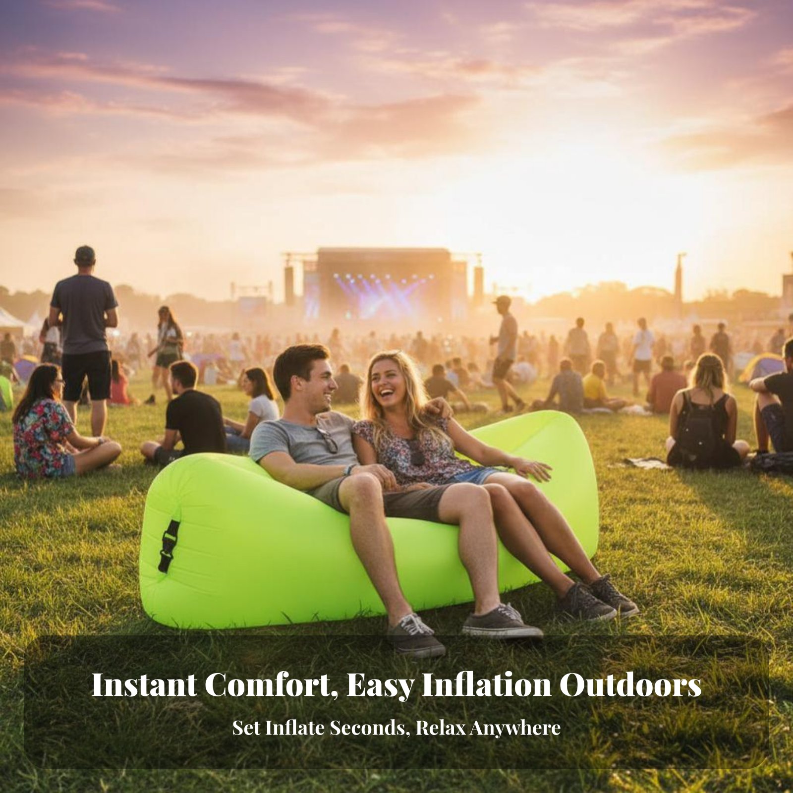 Outdoor Camping Furniture - Air-Filled Lounger Easy to Inflate Wind-Filled