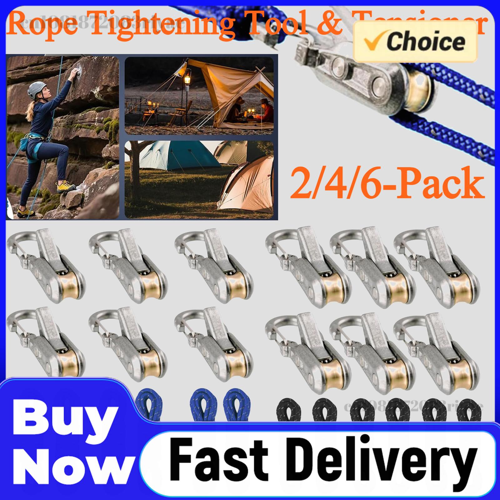 Outdoor Camping Tarp - 2/4/6-Pack Rope Tightening Tool & Tensioner