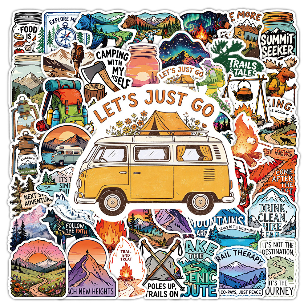 Outdoor Camping Anime - 10/30/50pcs Outdoor Camping Hiking Cartoon Stickers