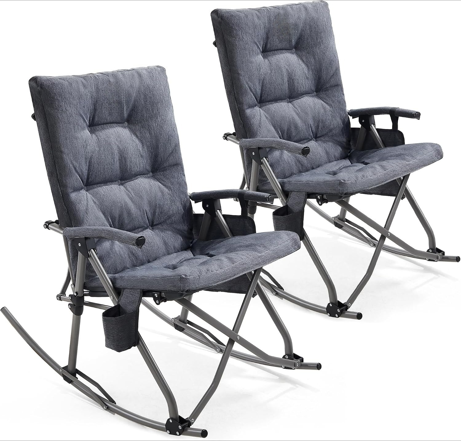 Outdoor Camping Rocker - Gray Set of 2 Oversized Foldable