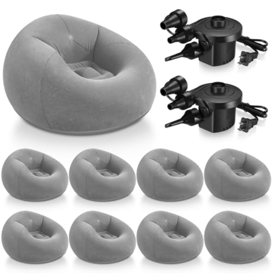 Outdoor Camping Folding Chairs - 9 Pcs Inflatable Bean Bag Chairs