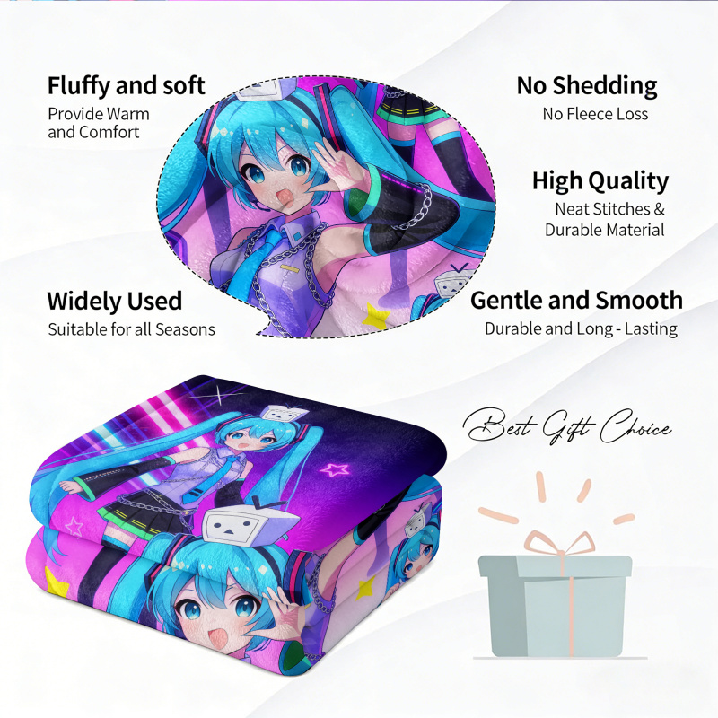Hatsune Miku Flannel Blanket,  - Outdoor Camping Anime reseña y precio