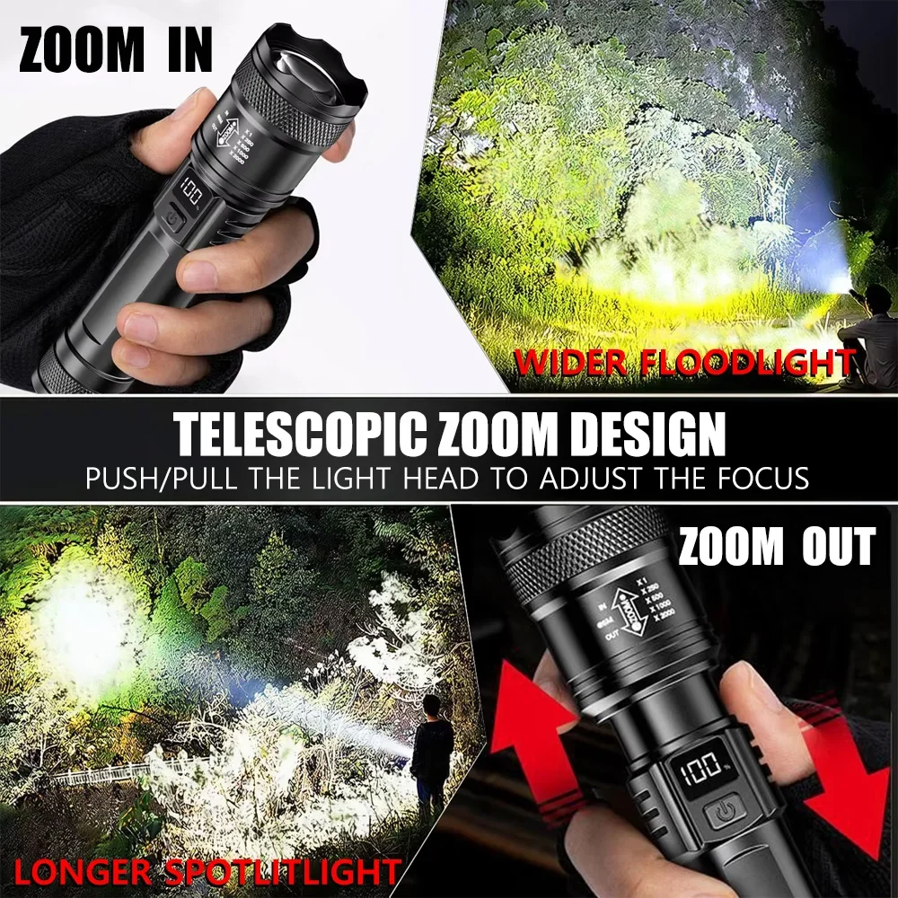 100000LM Super Bright Flashlig - Outdoor Camping Lampe reseña y precio