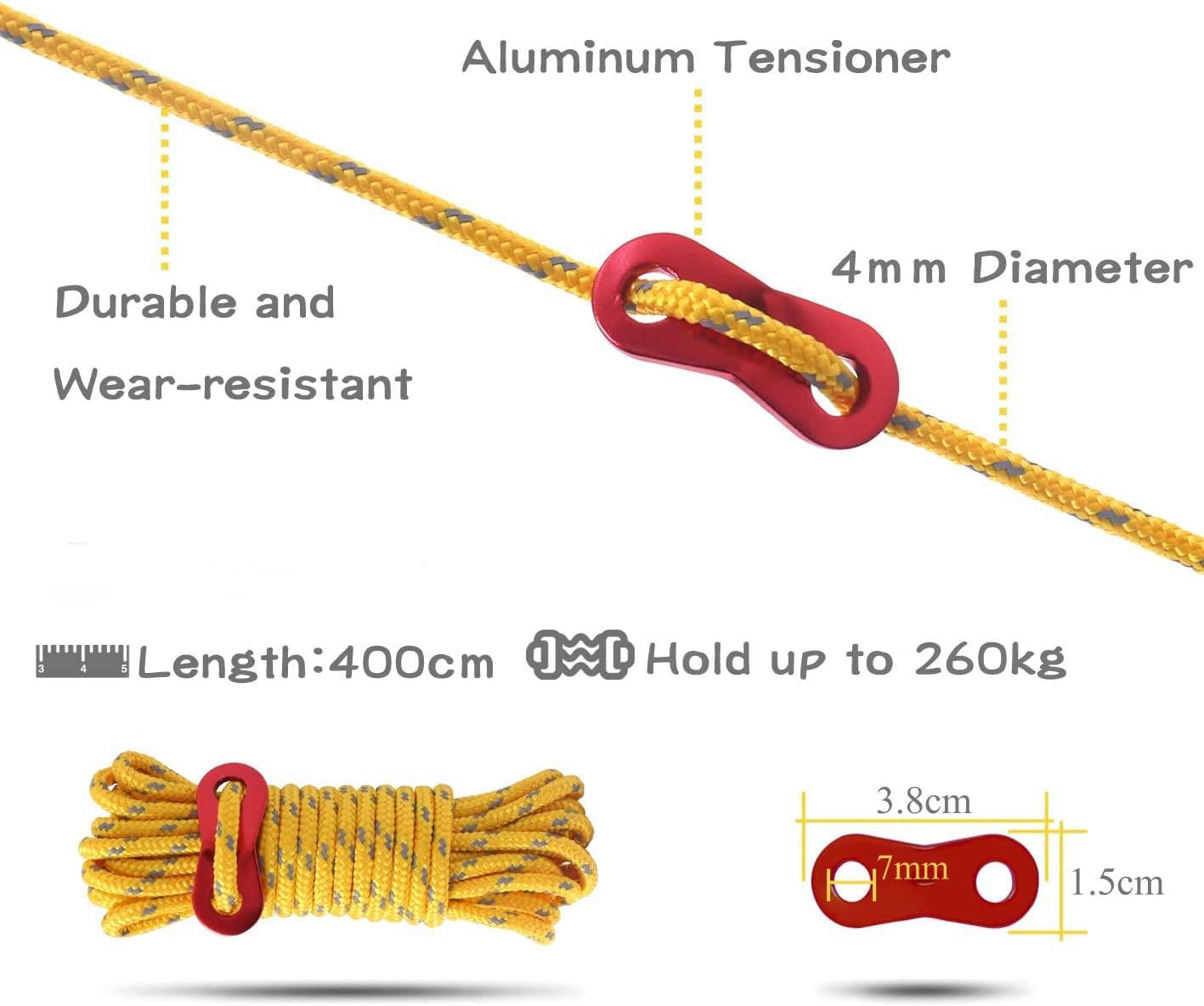 4m Reflective Guy Lines Tent C - Outdoor Camping Tarp reseña y precio