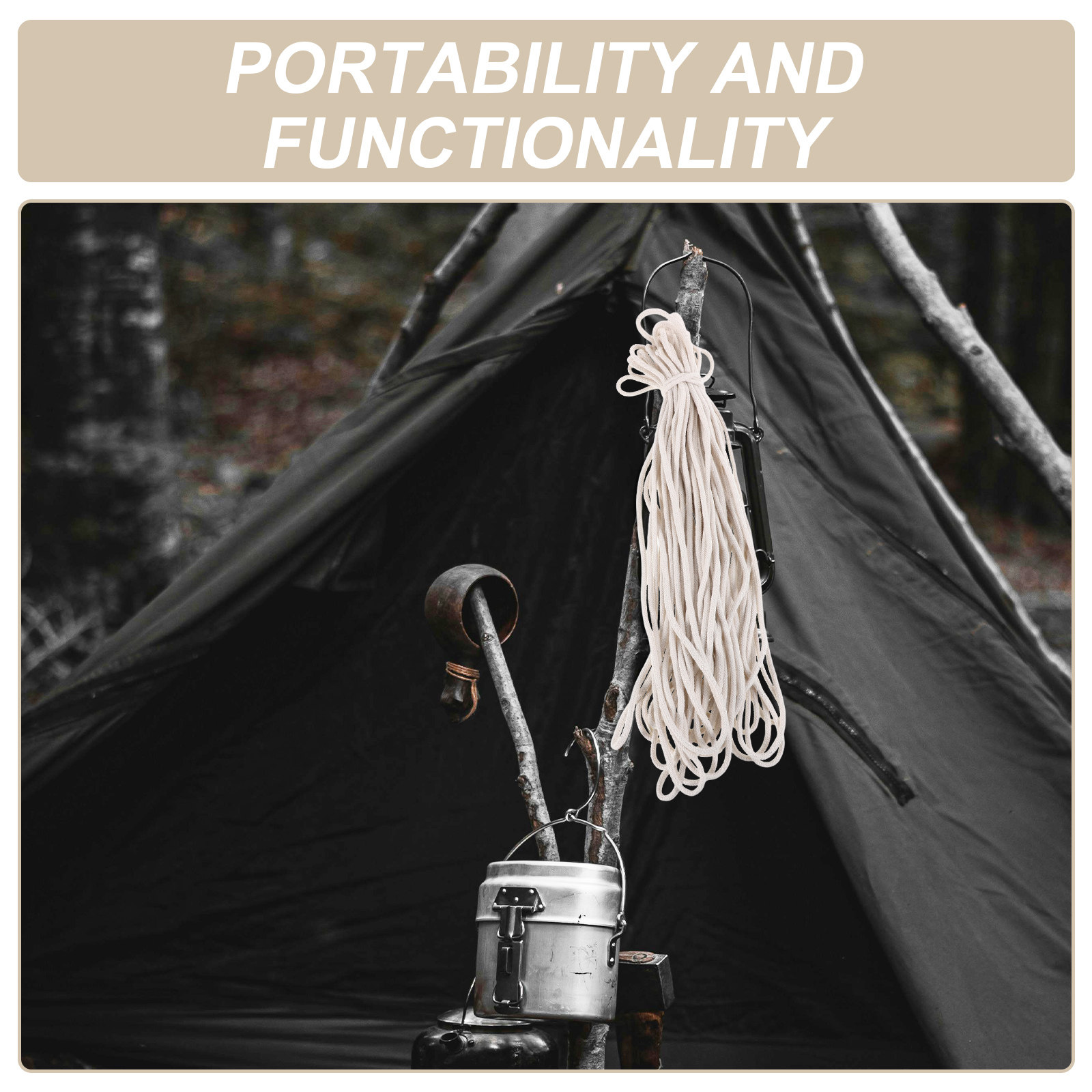 25M White Cotton Rope Braided  - Outdoor Camping Tarp reseña y precio