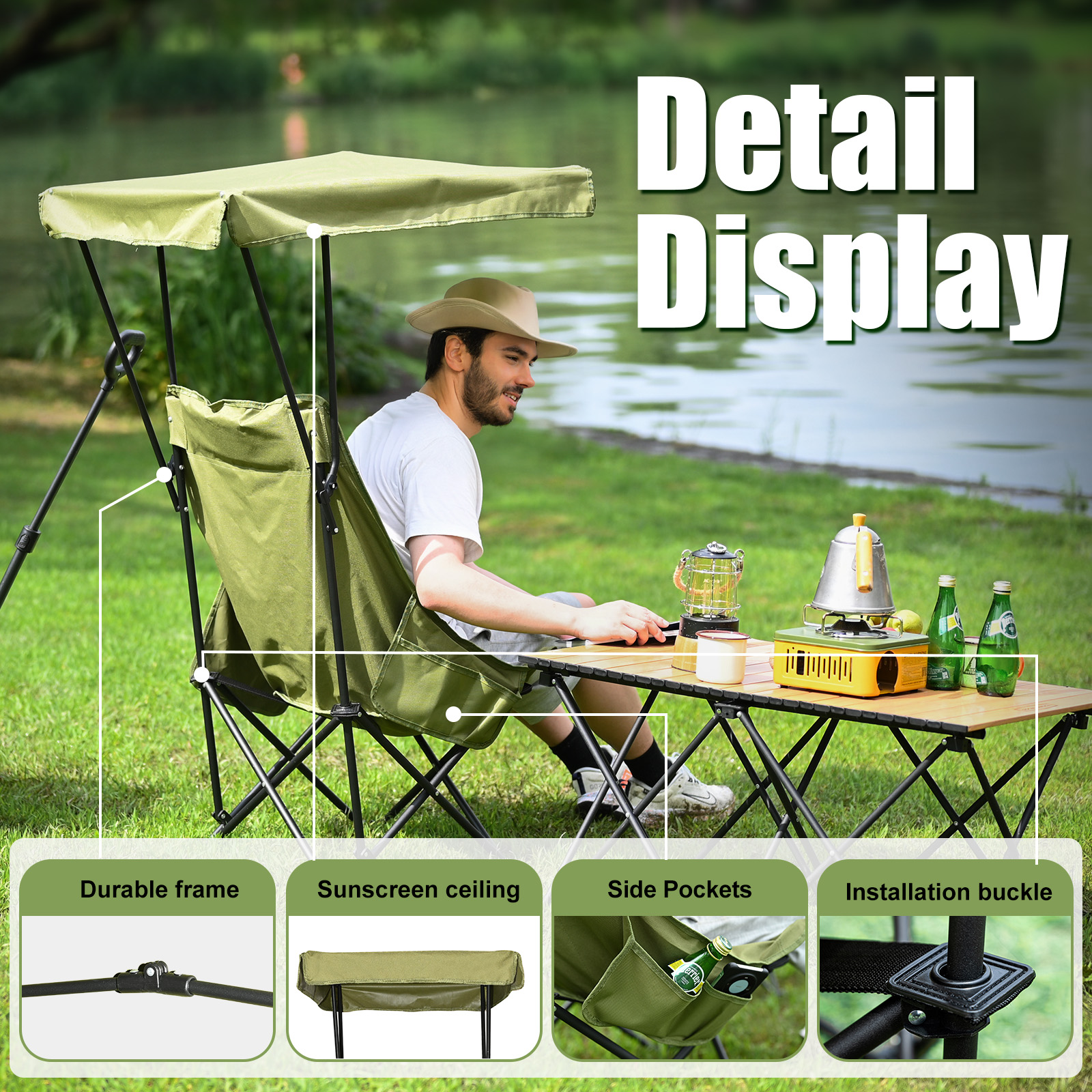 YOUNG WOOD Portable Camping Ch - Outdoor Camping Furniture reseña y precio