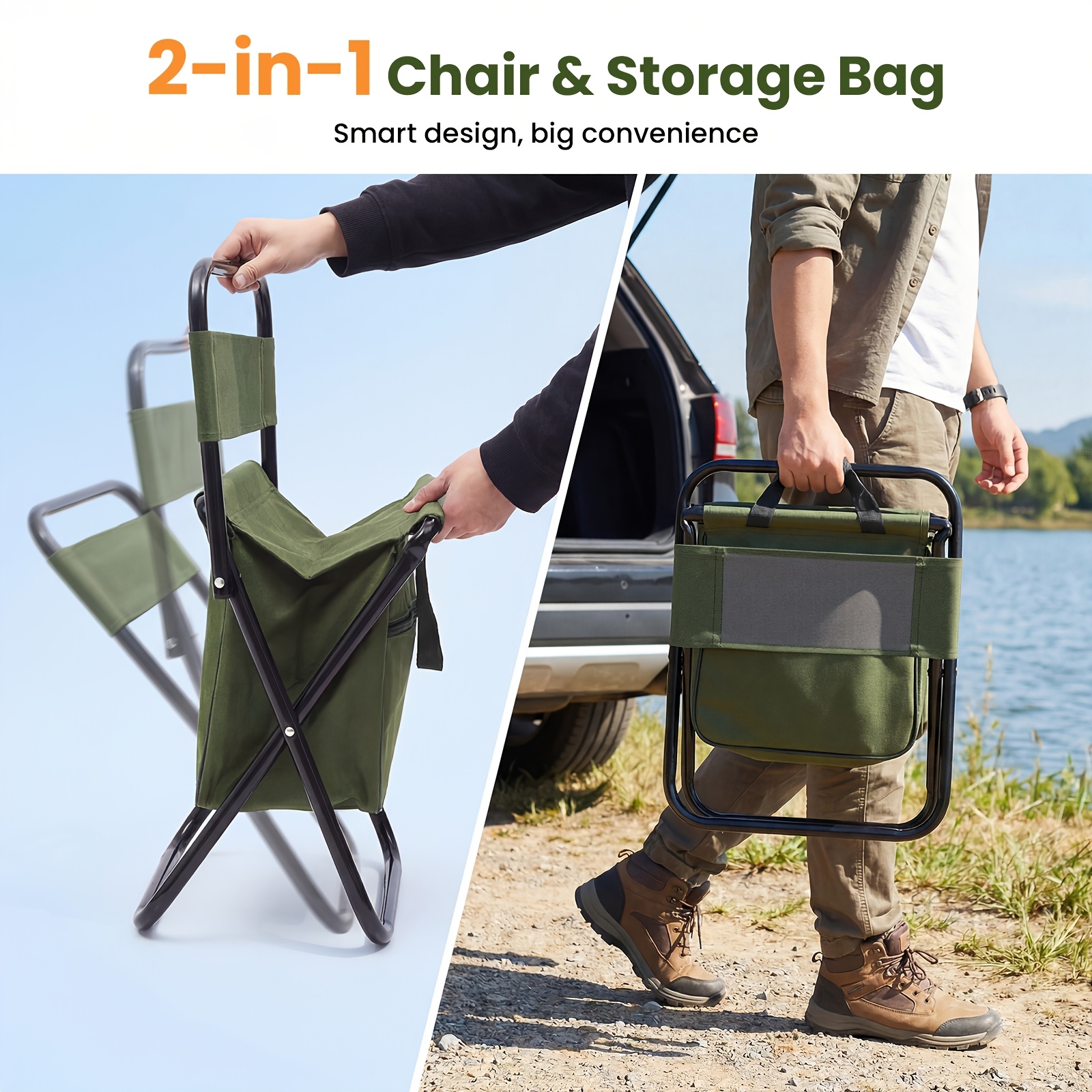 2 in 1 Camping Chair with Larg - Outdoor Camping Folding Chairs reseña y precio
