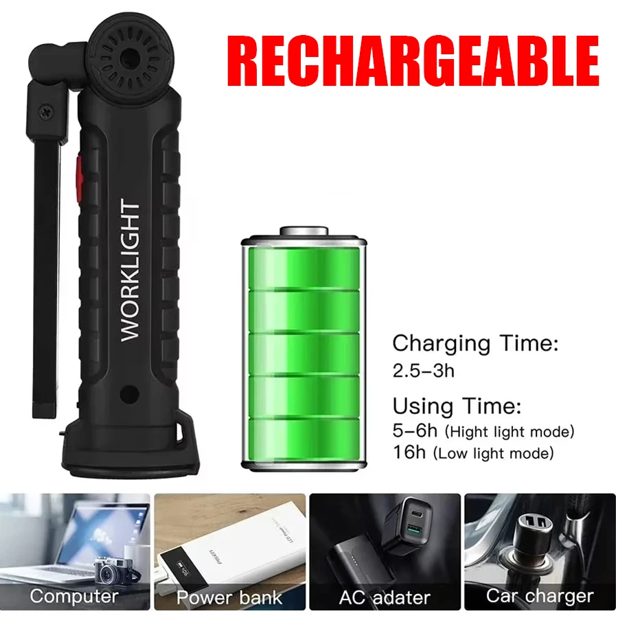 Rechargeable Magnetic Work Lig - Outdoor Camping Lampe reseña y precio