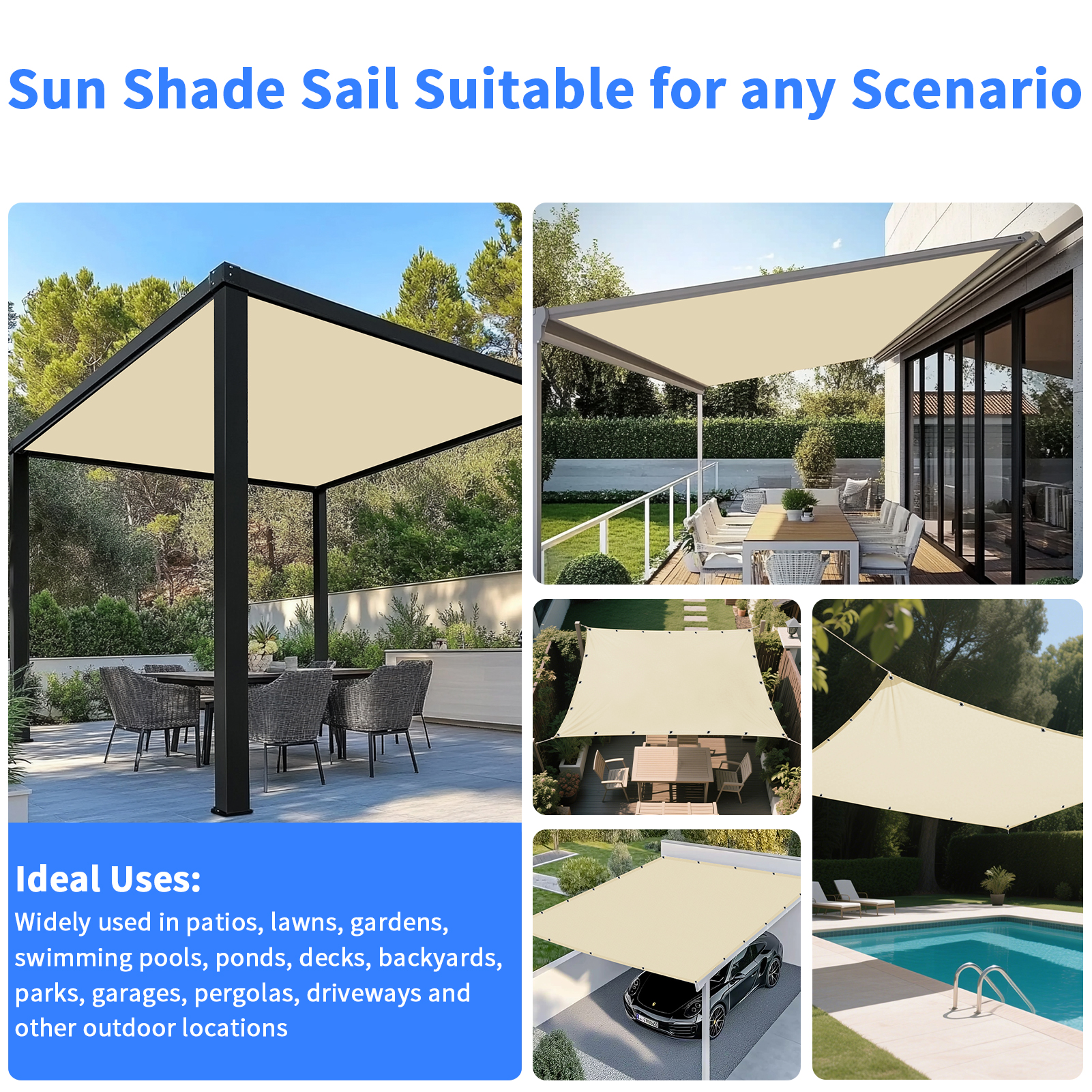 5x4m 4x3m 3x2m Garden Sun Shad - Outdoor Camping Tarp reseña y precio