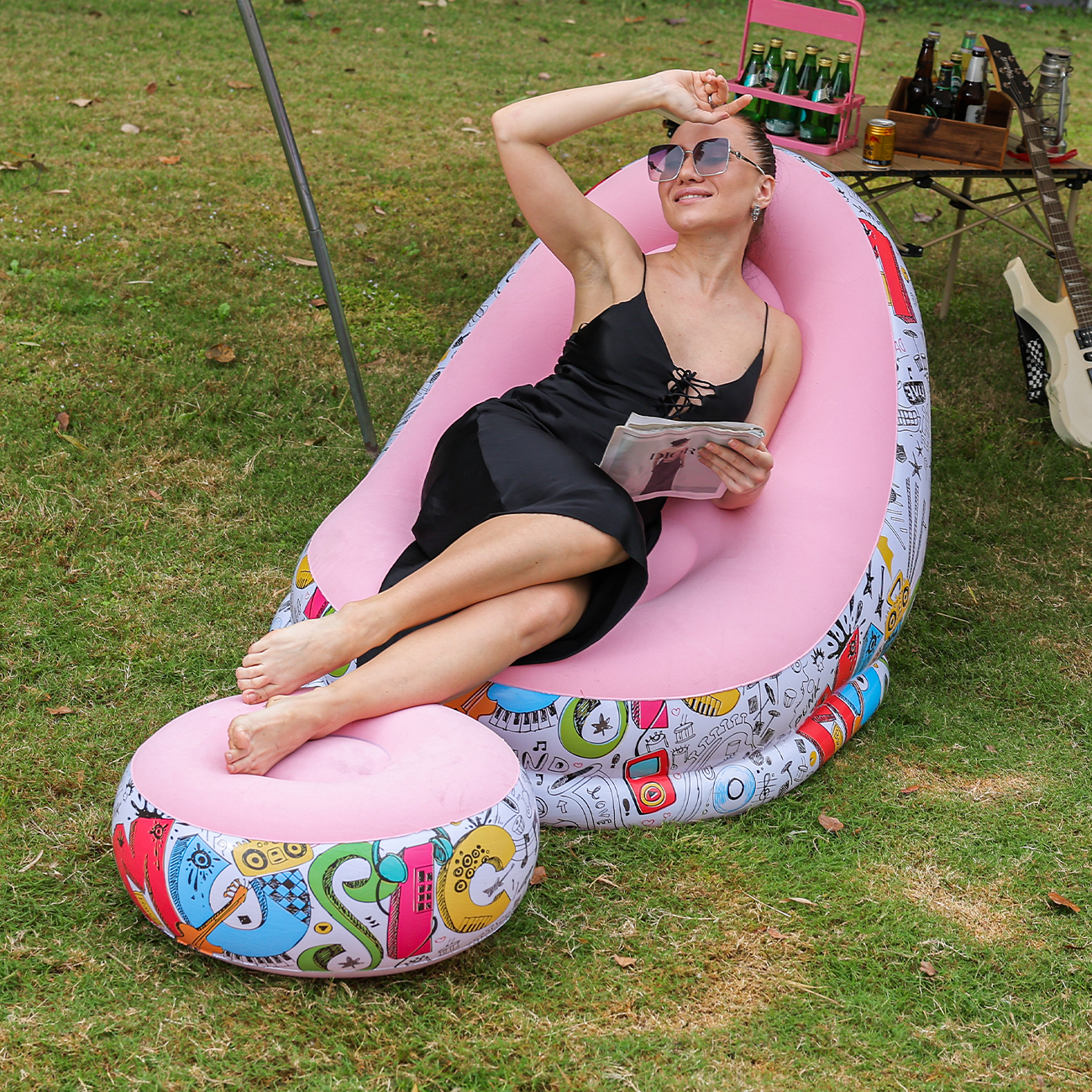 1PC Inflatable Lounger Chair w - Outdoor Camping Couch reseña y precio
