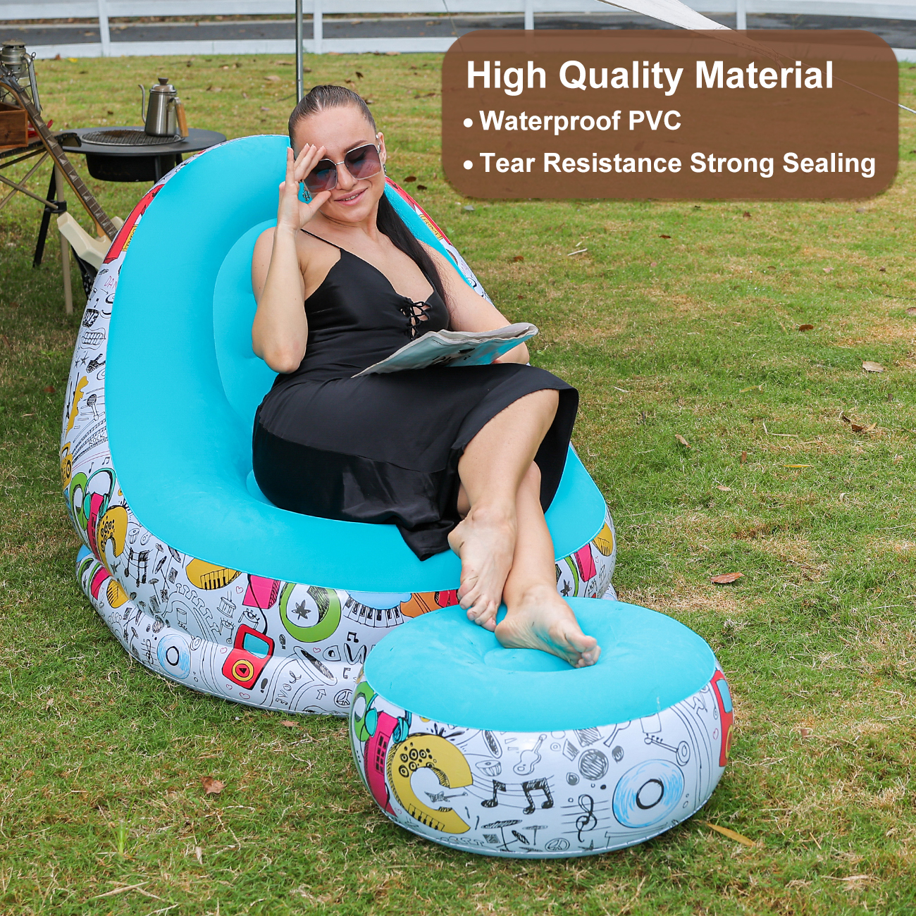 1PC Inflatable Lounger Chair w - Outdoor Camping Couch reseña y precio