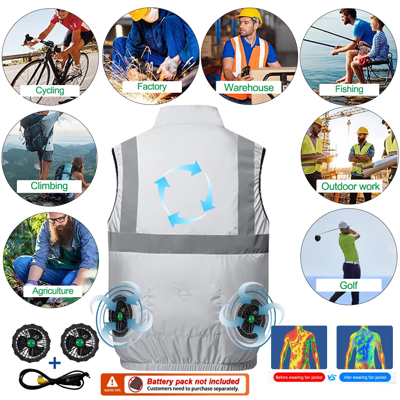 12V/5V USB Sleeveless Breathab - Outdoor Camping Air Conditioner reseña y precio