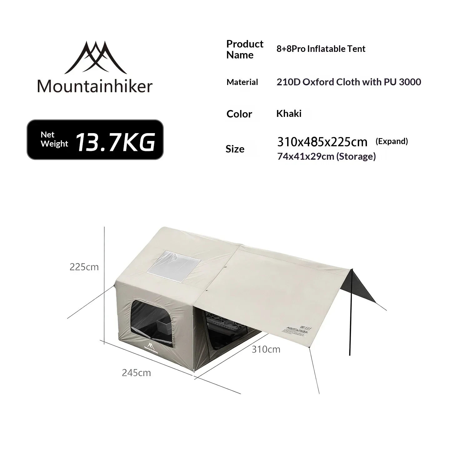 8+8㎡ MOUNTAINHIKER Inflatable  - Outdoor Camping Inflatable Tent reseña y precio