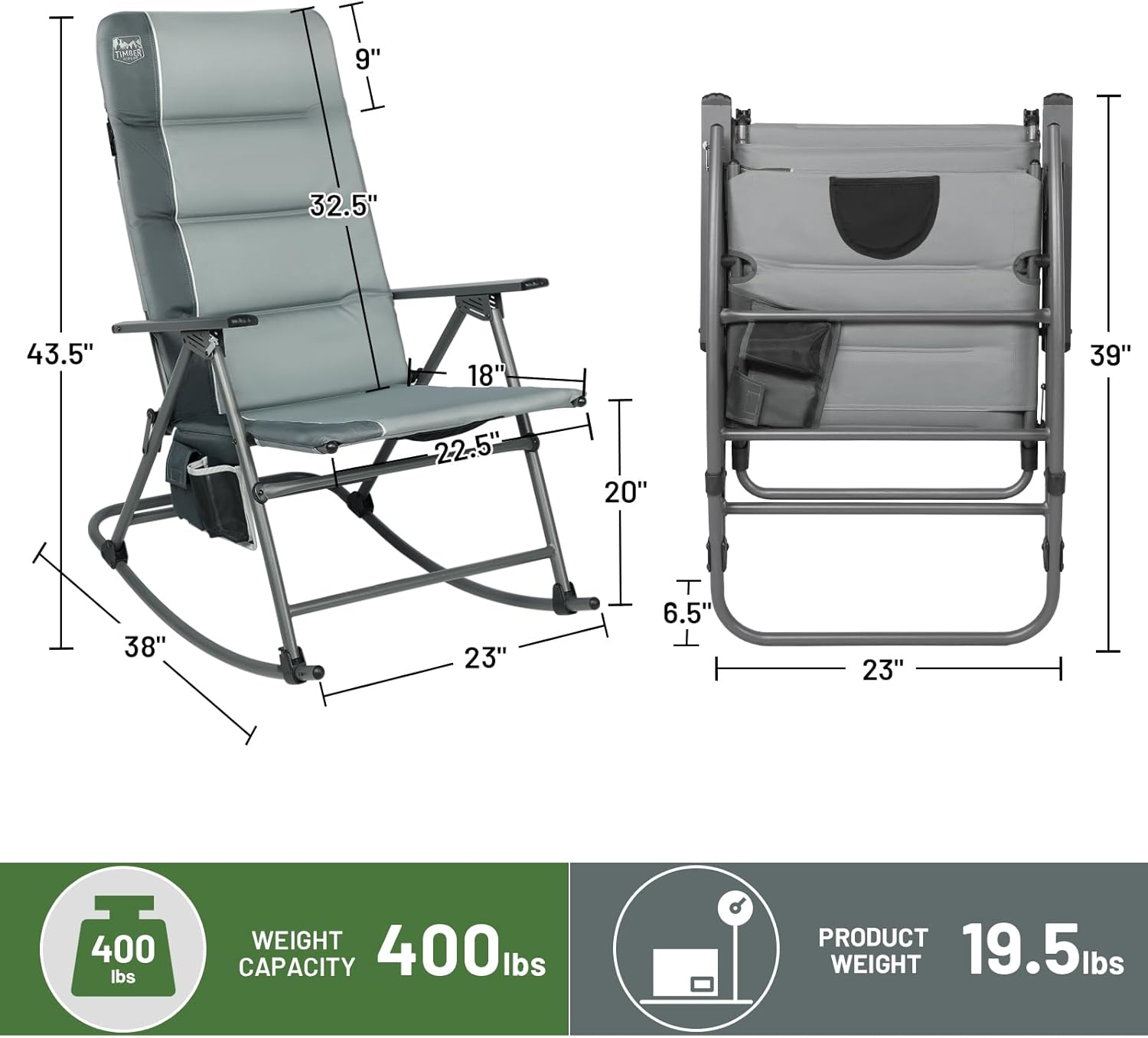 Folding Rocking Camping Chair, - Outdoor Camping Rocker reseña y precio