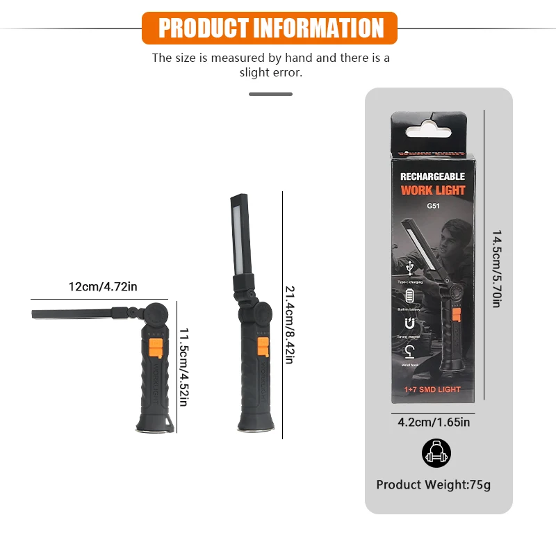 Portable COB LED Flashlight Re - Outdoor Camping Lampe reseña y precio