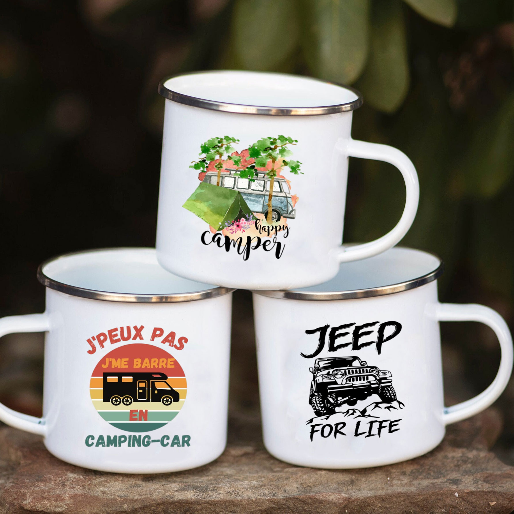 Camping Car Enamel Mug Adventu - Outdoor Camping Ideas reseña y precio