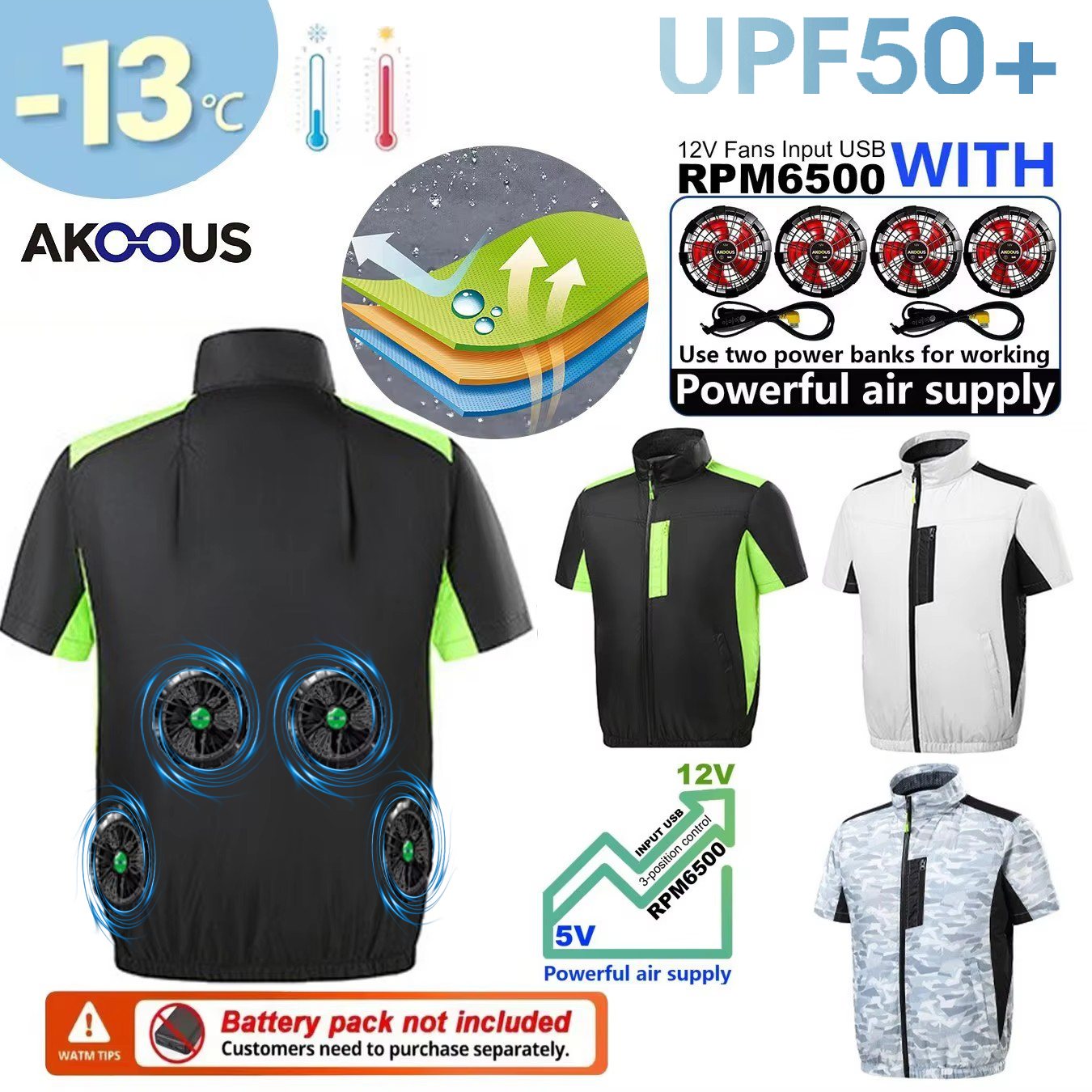 12V 5V USB Cooling 4 Fans Vest - Outdoor Camping Air Conditioner reseña y precio