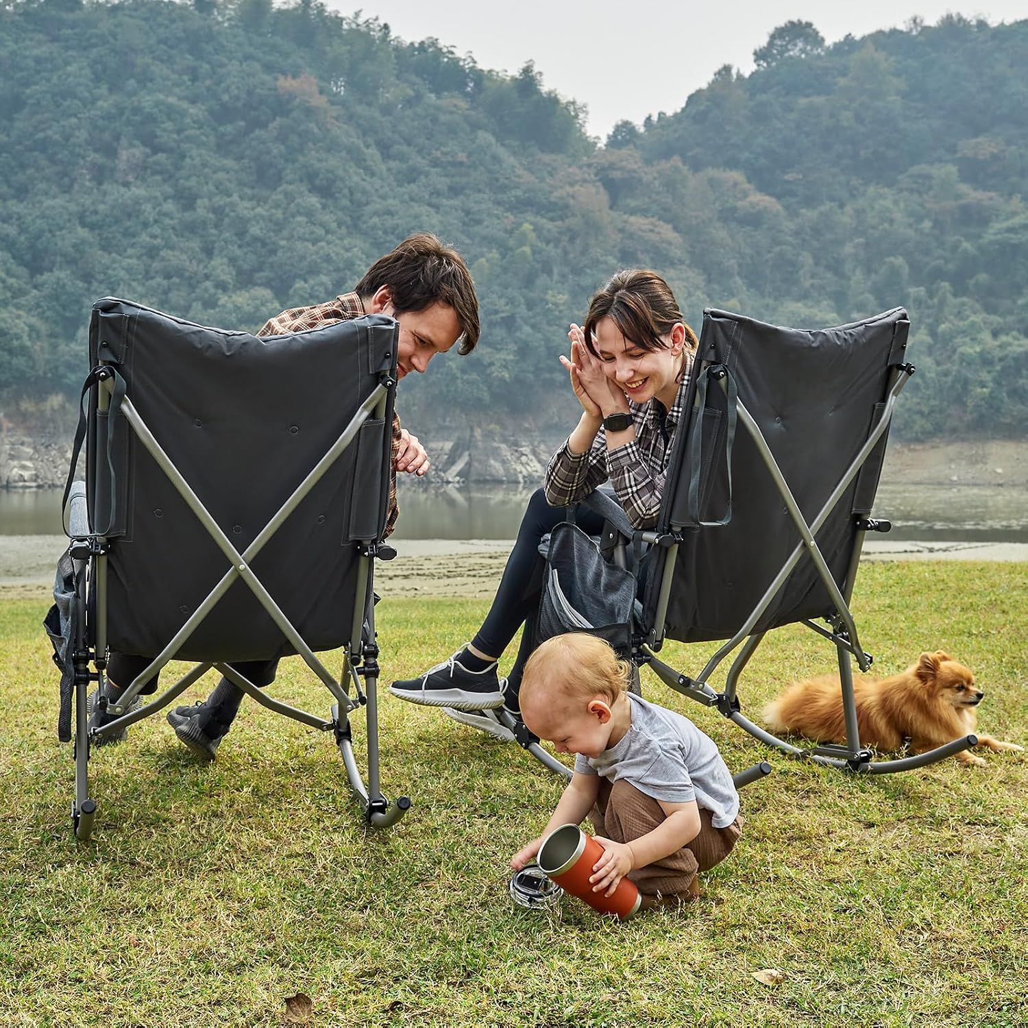 Gray Set of 2 Oversized Foldab - Outdoor Camping Rocker reseña y precio