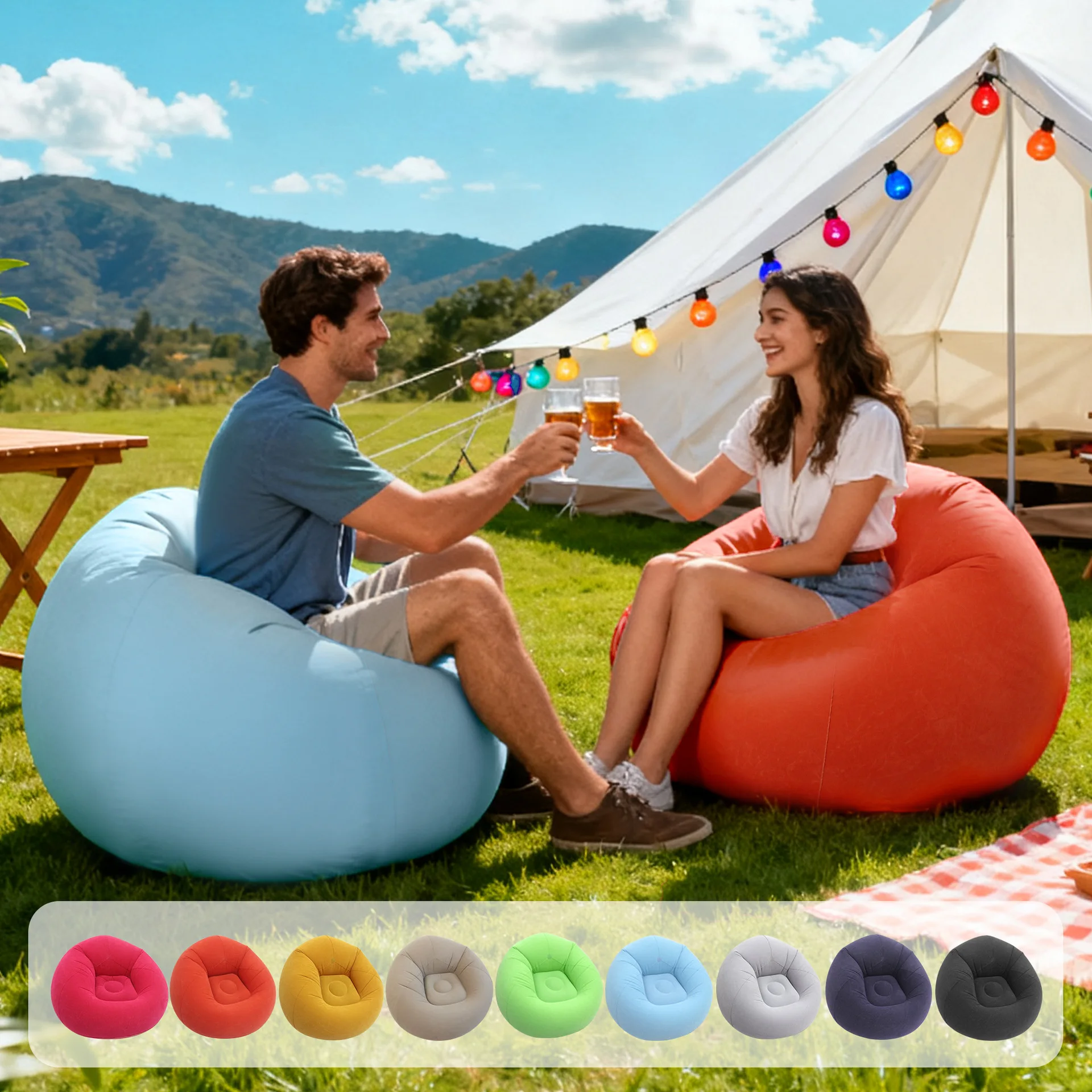 Large Lazy Inflatable Sofa Cha - Outdoor Camping Couch reseña y precio